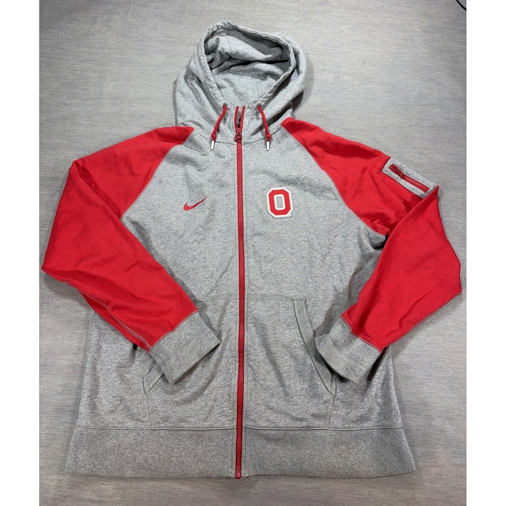 Ohio State Buckeyes Sweatshirt Adult XXL Gray Nike Full Zip Hoodie Football